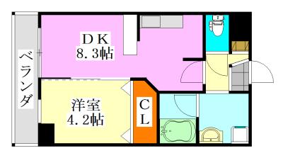 プレジール船橋本町(1DK/5階)の間取り写真
