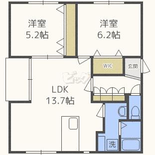 月寒イースト(2LDK/4階)の間取り写真