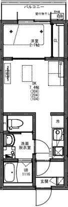 KEIAI RESIDENCE 五香II(1DK/2階)の間取り写真