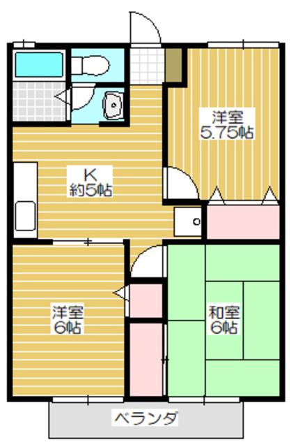 セジュール箱森(2LDK/2階)の間取り写真