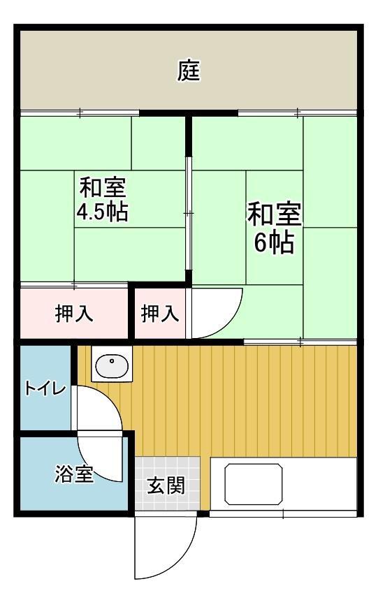 羽屋ハイツ(2K/1階)の間取り写真