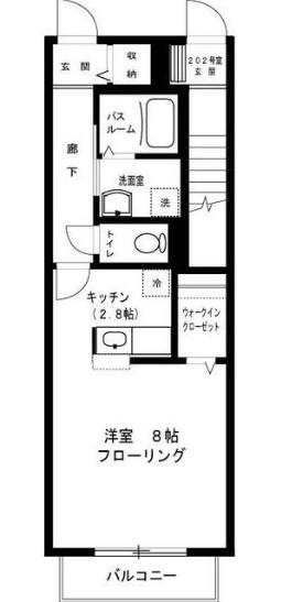 ベルリビオンII(1K/1階)の間取り写真