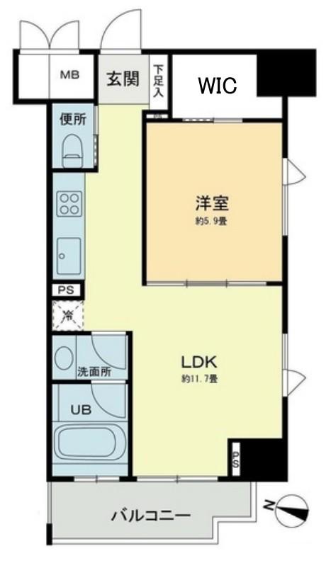 ベルファース本郷弓町(1LDK/5階)の間取り写真