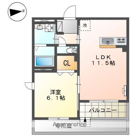 鶴見区下末吉マンション(1LDK/1階)の間取り写真