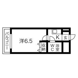 ハーベストヒルズ藤ヶ丘(1K/3階)の間取り写真