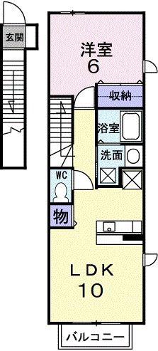 ドミール(1LDK/2階)の間取り写真