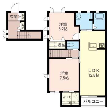 グランドカーサみずき(2LDK/2階)の間取り写真