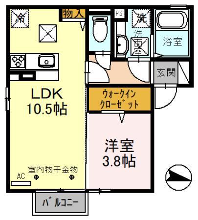 AGREABLE(1LDK/1階)の間取り写真