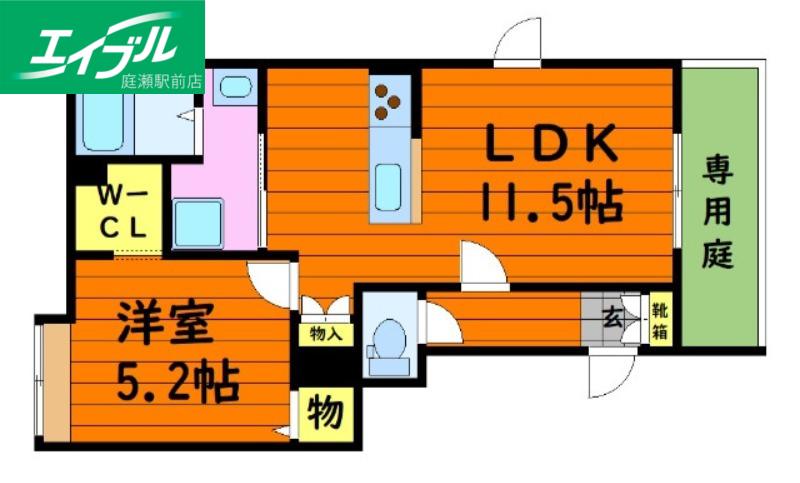 TERRAHOME TAMASHIMA(1LDK/1階)の間取り写真