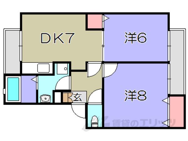 ラルジュS(2DK/1階)の間取り写真