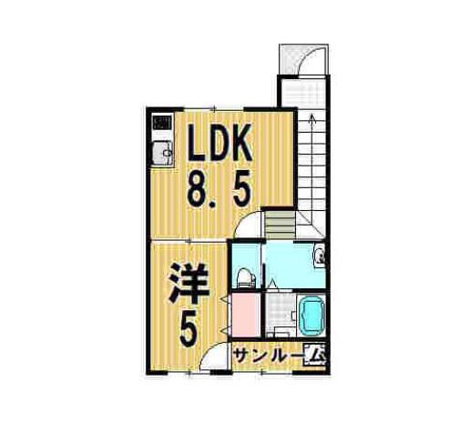 残り1室 リップスII直江 ペ ッ ト 可(1LDK/2階)の間取り写真