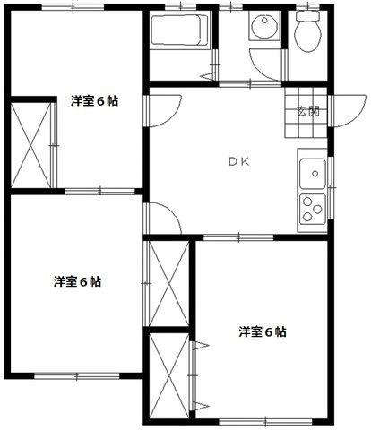 オレンジコート手倉(3DK/1階)の間取り写真