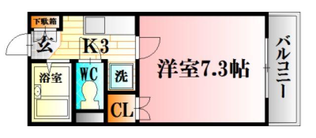 レジデンス増田III(1K/1階)の間取り写真