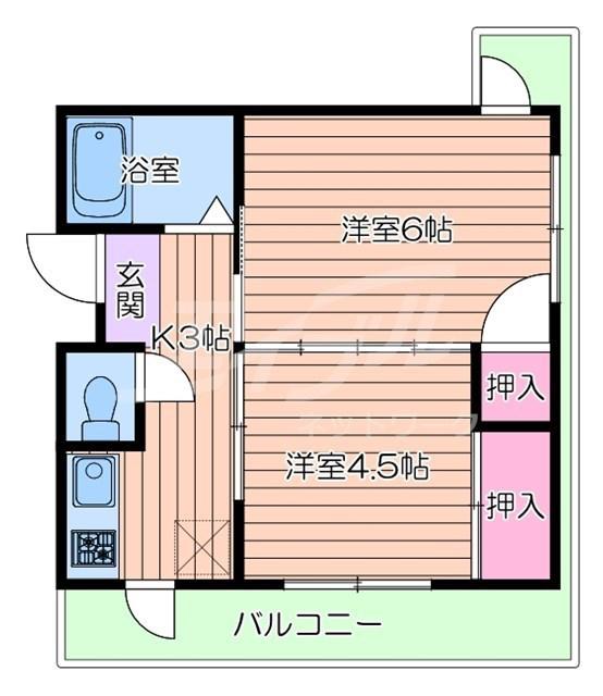 スマイルパレス(2K/3階)の間取り写真