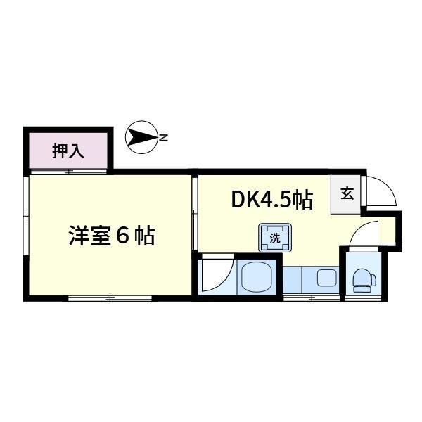 栗谷コーポ(1DK/2階)の間取り写真