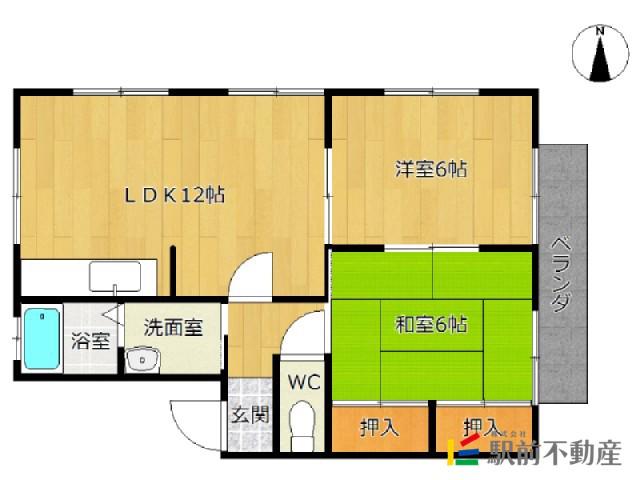 ライフコープ木原(2LDK/2階)の間取り写真