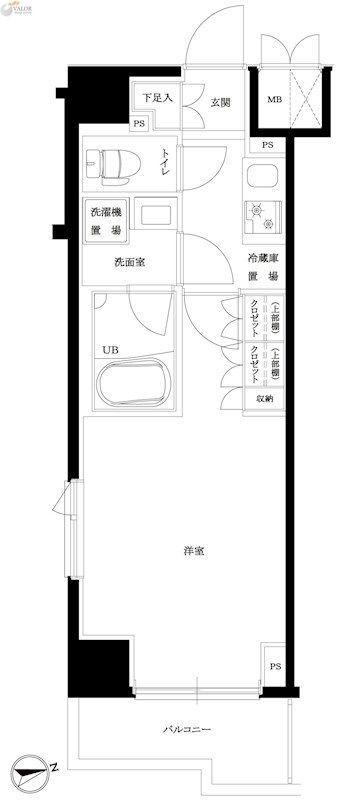 ルーブル川崎神明町(1K/8階)の間取り写真