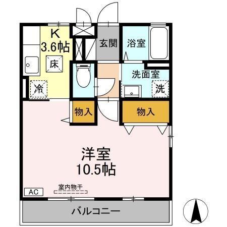セジュールR・Y A棟(1K/1階)の間取り写真