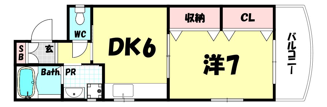 北野TK(1DK/4階)の間取り写真