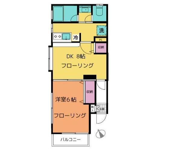 フォレストハイム(1DK/2階)の間取り写真