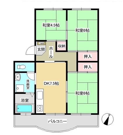 ローレルハイツ北神戸3号棟(3DK/3階)の間取り写真
