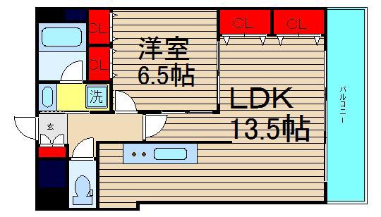 シティスパイア幸町(1LDK/6階)の間取り写真