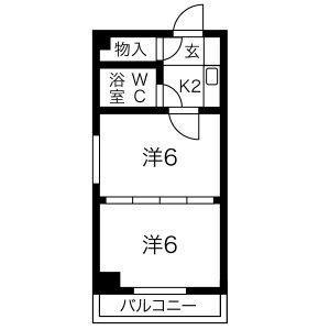 プリンセス今池(2K/3階)の間取り写真