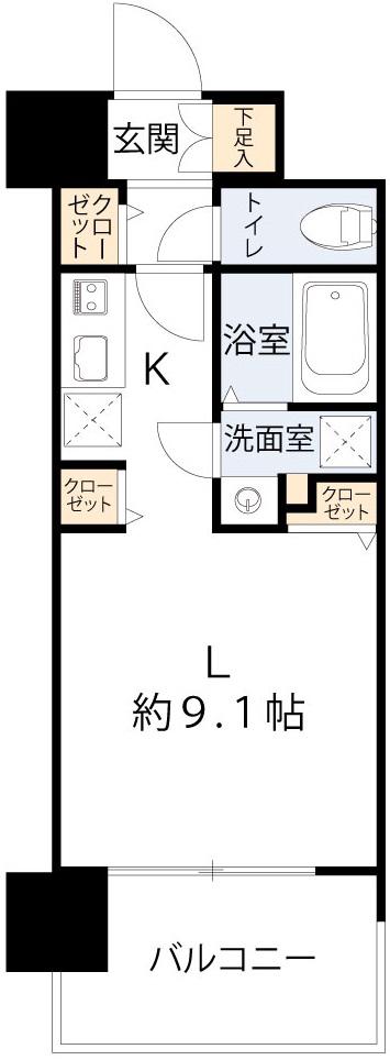 エスキュート梅田・中崎町(ワンルーム/7階)の間取り写真