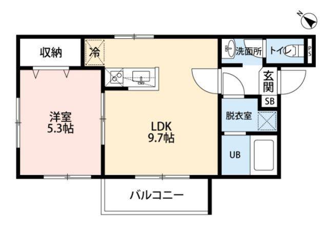エルモス天神(1LDK/1階)の間取り写真
