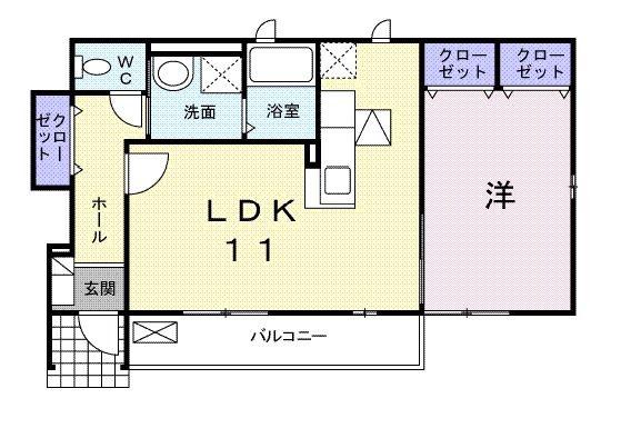 セブン・サンシャイン(1LDK/1階)の間取り写真