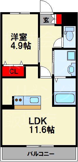 パラディーゾ(1LDK/1階)の間取り写真