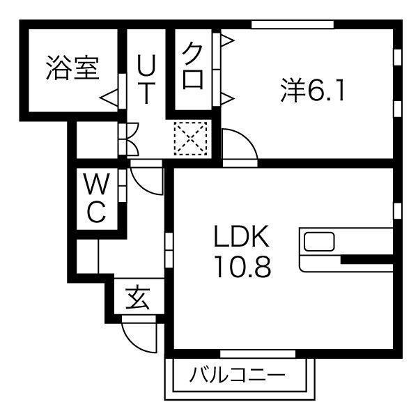 DI AMANT DEUX棟(1LDK/1階)の間取り写真