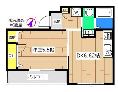 ボヌール赤羽(1DK/3階)の間取り写真
