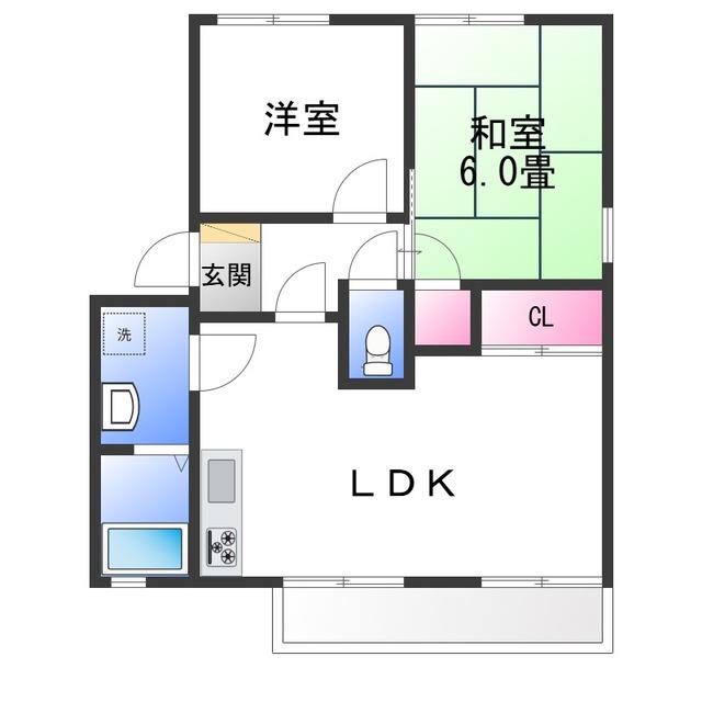 ハイツ菅原E棟(2LDK/1階)の間取り写真