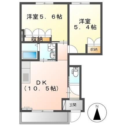 ドマーニ(2DK/1階)の間取り写真