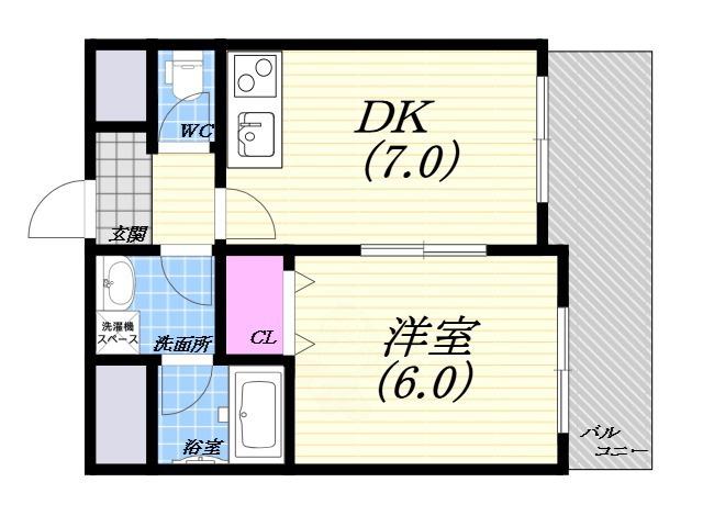 プラムヴェルデ(1DK/5階)の間取り写真