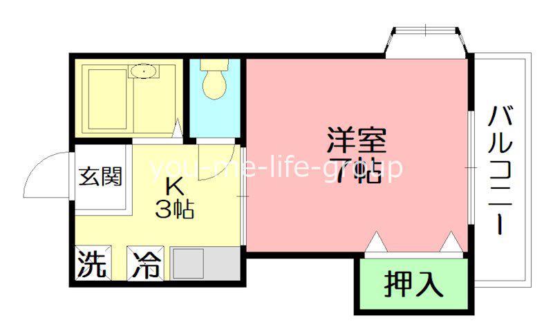 ウィンディ笹尾III(1K/2階)の間取り写真