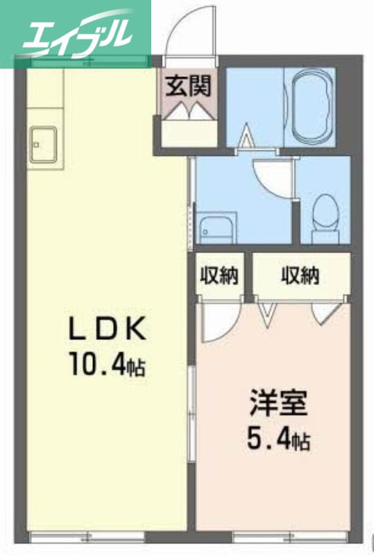 チューリップハイツA棟(1LDK/2階)の間取り写真