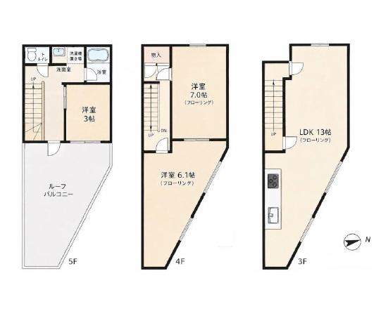 ABOGAビル門前仲町(3LDK/3階)の間取り写真