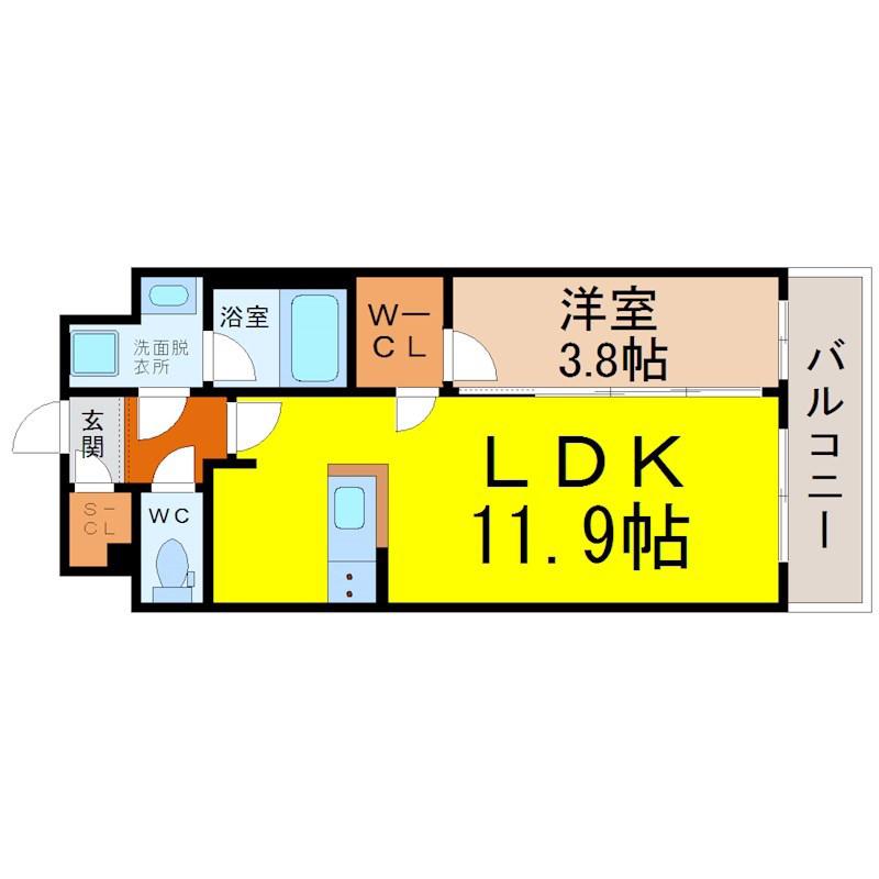 グリュック平和(1LDK/5階)の間取り写真