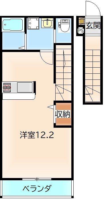 サクラノキタ(ワンルーム/2階)の間取り写真