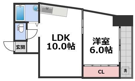 ウスヰマンション(1LDK/3階)の間取り写真
