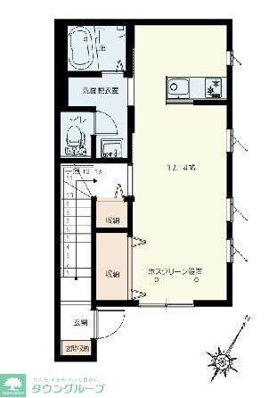 セントラルコート伊奈B(ワンルーム/2階)の間取り写真