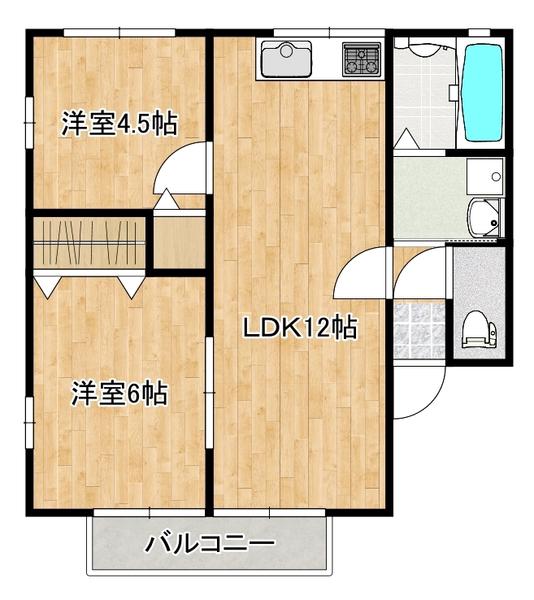 アトレイユB(2LDK/1階)の間取り写真