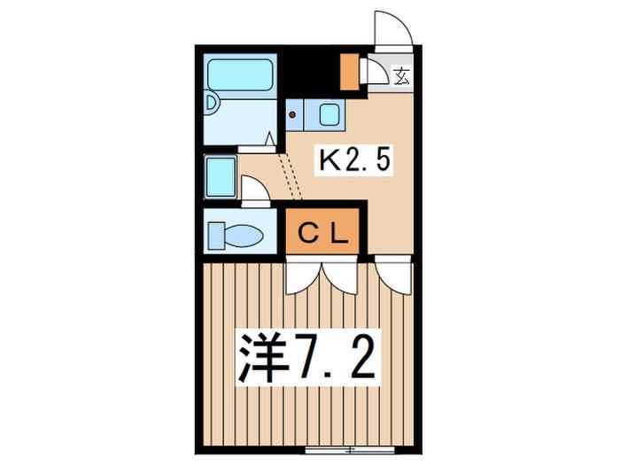 アムールとつかII(1K/2階)の間取り写真