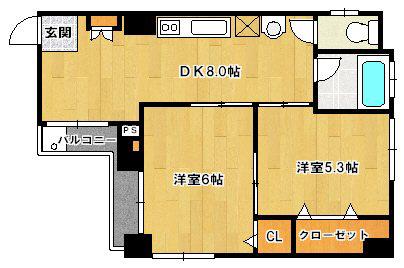 斉藤ビル(2K/2階)の間取り写真