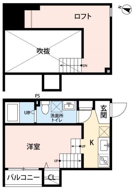 ロッククリスタル和白(1K/2階)の間取り写真