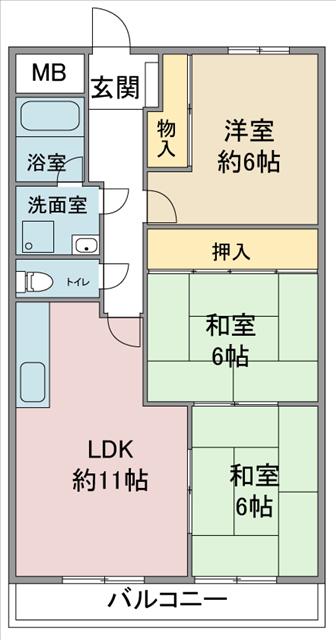 藤が丘第二ホフマンション(3LDK/2階)の間取り写真