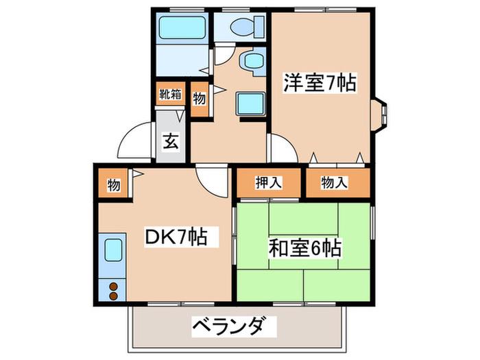 グレイスプラザII(2DK/2階)の間取り写真