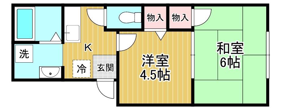 ハイツハシモト(2K/2階)の間取り写真